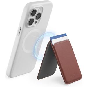 MOFT MagSafe Wallet, Card Holder Fit 1-2 Cards, Strong Magnetic Phone Stand with Angle Adjustment, MOVAS Vegan Leather Phone Wallet for iPhone 16/15/14/13/12 Series, Windy Blue(Sienna Brown)