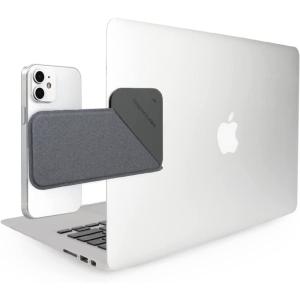 MOFT Magnetic Laptop iPhone Mount, Continuity Camera Mount, Foldaway Portable Laptop Top & Side Holder for Dual-Screen Setup, Black(Gray)