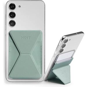 MOFT Phone Stand, Adhesive Card Holder Fits 2-3 Cards, Slim & Portable Leather Phone Wallet, 2 Viewing Angles, RFID Blocking, Compatible with iPhone, Galaxy and Most Smartphones- Classic Nude(Seafoam)