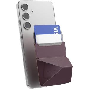 MOFT Phone Stand, Adhesive Card Holder Fits 2-3 Cards, Slim & Portable Leather Phone Wallet, 2 Viewing Angles, RFID Blocking, Compatible with iPhone, Galaxy and Most Smartphones- Classic Nude(Blackberry)