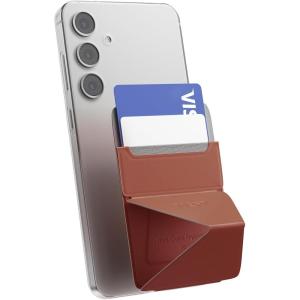 MOFT Phone Stand, Adhesive Card Holder Fits 2-3 Cards, Slim & Portable Leather Phone Wallet, 2 Viewing Angles, RFID Blocking, Compatible with iPhone, Galaxy and Most Smartphones- Classic Nude(Sienna Brown)