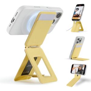 MOFT Phone Tripod Stand Selfie Stick for iPhone, Multi-Angles iPhone Stand, Lightweight & Portable Phone Holder, Strong Magnets, MOVAS Vegan Leather, Travel Essentials, Misty Cove (Without Card Slot)(Panna Cotta x With Card Slot)