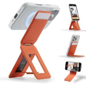 MOFT Phone Tripod Stand Selfie Stick for iPhone, Multi-Angles iPhone Stand, Lightweight & Portable Phone Holder, Strong Magnets, MOVAS Vegan Leather, Travel Essentials, Misty Cove (Without Card Slot)(Sunrise)