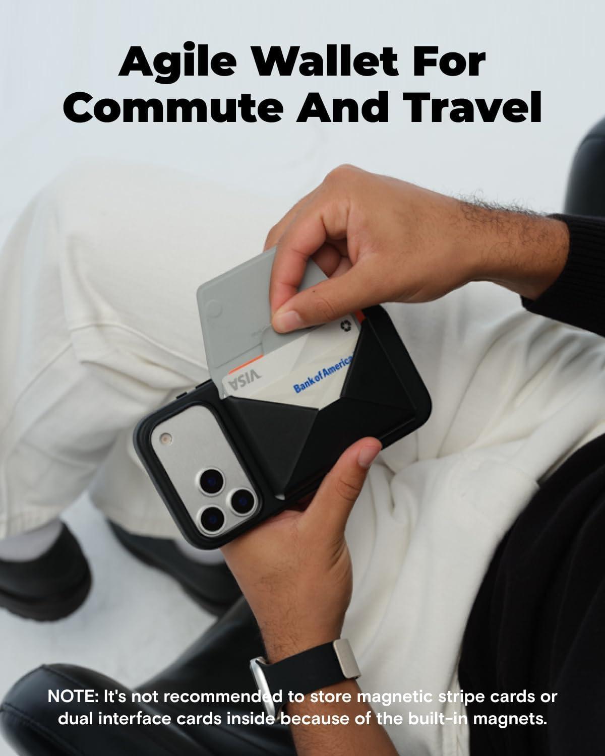 imageMOFT Magsafe Wallet 8Card Holder Magnetic Phone Stand with Pull to Access Design RFID Blocking Angle Adjustment ampamp MOVAS Minimalist Snap Field Wallet for Men Travel Essentials TaupeJet Black