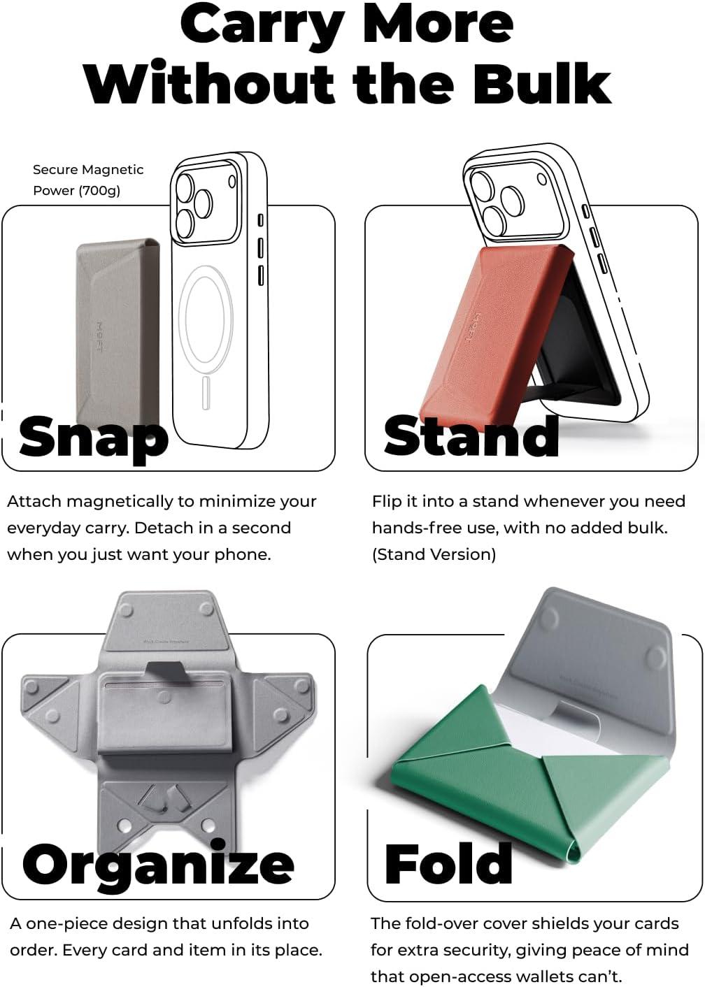 imageMOFT Magsafe Wallet 8Card Holder Magnetic Phone Stand with Pull to Access Design RFID Blocking Angle Adjustment ampamp MOVAS Minimalist Snap Field Wallet for Men Travel Essentials TaupeJet Black