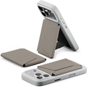 MOFT Magsafe Wallet, 8-Card Holder, Magnetic Phone Stand with Pull to Access Design, RFID Blocking, Angle Adjustment & MOVAS Minimalist Snap Field Wallet for Men Travel Essentials, Taupe(Taupe)