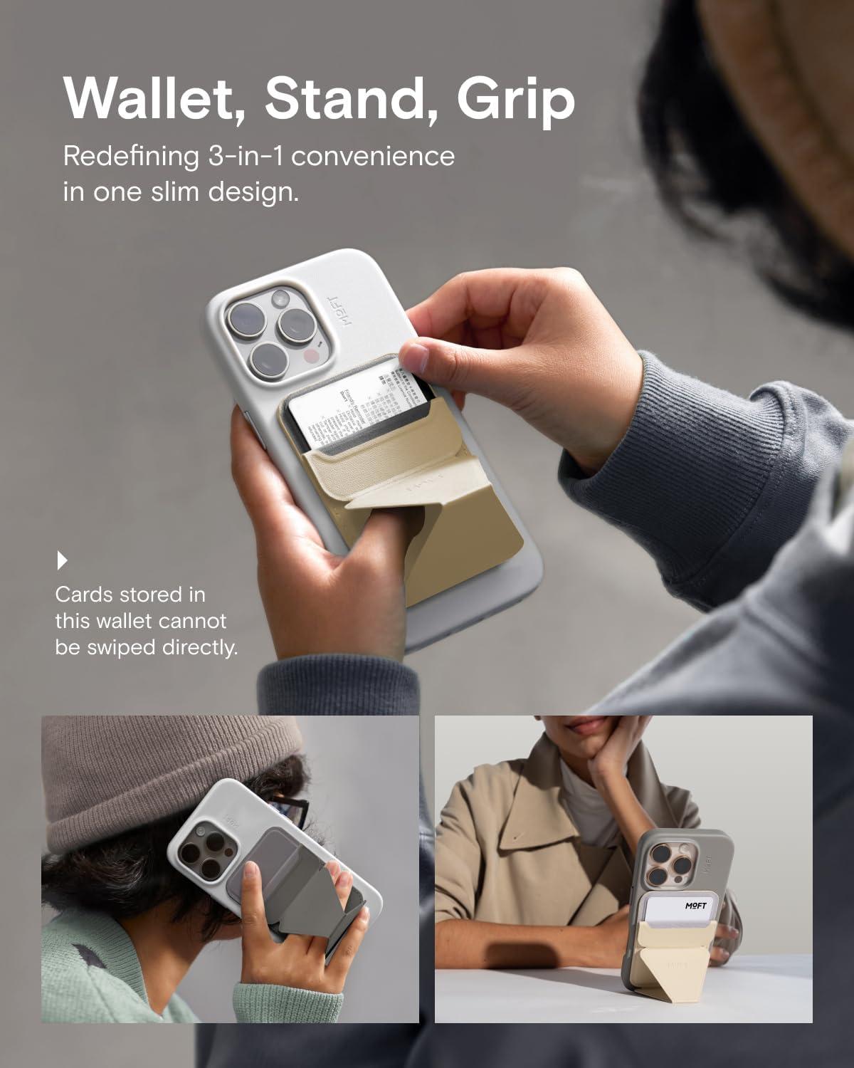 imageMOFT Magnetic Wallet Stand Compatible with iPhone 171615141312 Series Angle Adjustment ampamp Magsafe Compatible MOVAS Phone StandBrownieMisty Cove