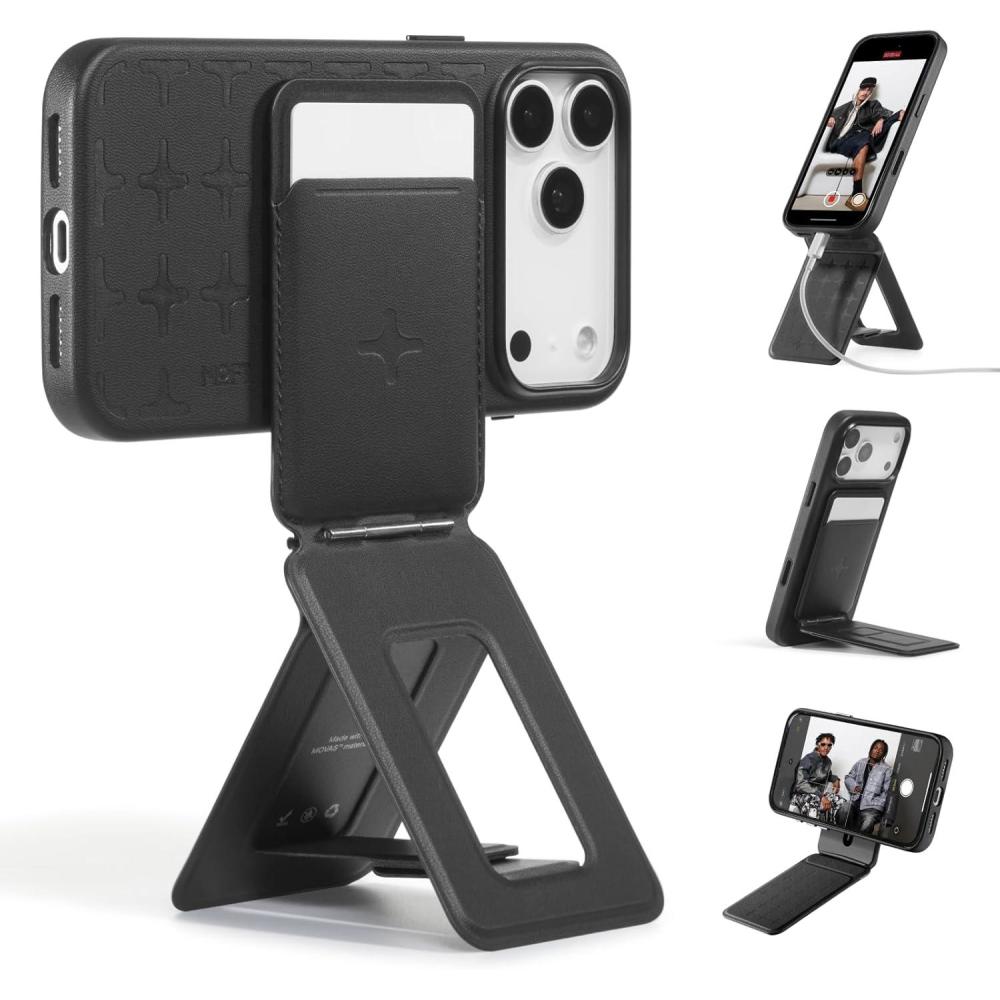 imageMOFT Phone Tripod Wallet for iPhone MulitAngles Lightweight ampamp Portable Phone Stand MOVAS Vegan Leather Magnetic Wallet Strong Magnets NFC Card HolderTravel Essential Brownie with Card SlotTombogox Jet Black x With Card Slot