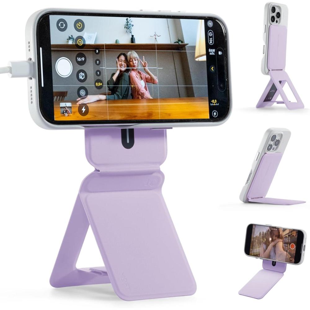 imageMOFT Phone Tripod Wallet for iPhone MulitAngles Lightweight ampamp Portable Phone Stand MOVAS Vegan Leather Magnetic Wallet Strong Magnets NFC Card HolderTravel Essential Brownie with Card SlotPeony