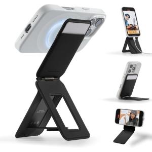 MOFT Phone Tripod Wallet for iPhone, Mulit-Angles, Lightweight & Portable Phone Stand, MOVAS Vegan Leather Magnetic Wallet, Strong Magnets, NFC Card Holder,Travel Essential, Brownie (with Card Slot)(Jet Black x With Card Slot)