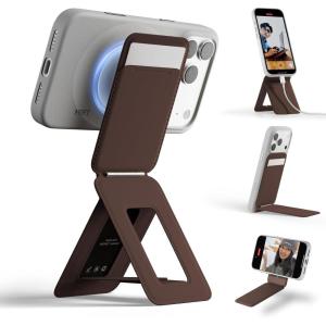 MOFT Phone Tripod Wallet for iPhone, Mulit-Angles, Lightweight & Portable Phone Stand, MOVAS Vegan Leather Magnetic Wallet, Strong Magnets, NFC Card Holder,Travel Essential, Brownie (with Card Slot)(Brownie x With Card Slot)