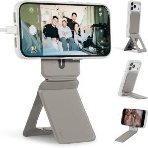 MOFT Phone Tripod Wallet for iPhone, Mulit-Angles, Lightweight & Portable Phone Stand, MOVAS Vegan Leather Magnetic Wallet, Strong Magnets, NFC Card Holder,Travel Essential, Brownie (with Card Slot)(Taupe x Without Card Slot)
