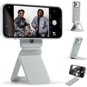 MOFT Phone Tripod Wallet for iPhone, Mulit-Angles, Lightweight & Portable Phone Stand, MOVAS Vegan Leather Magnetic Wallet, Strong Magnets, NFC Card Holder,Travel Essential, Brownie (with Card Slot)(Tombogo x Misty Cove x Without Card Slot)