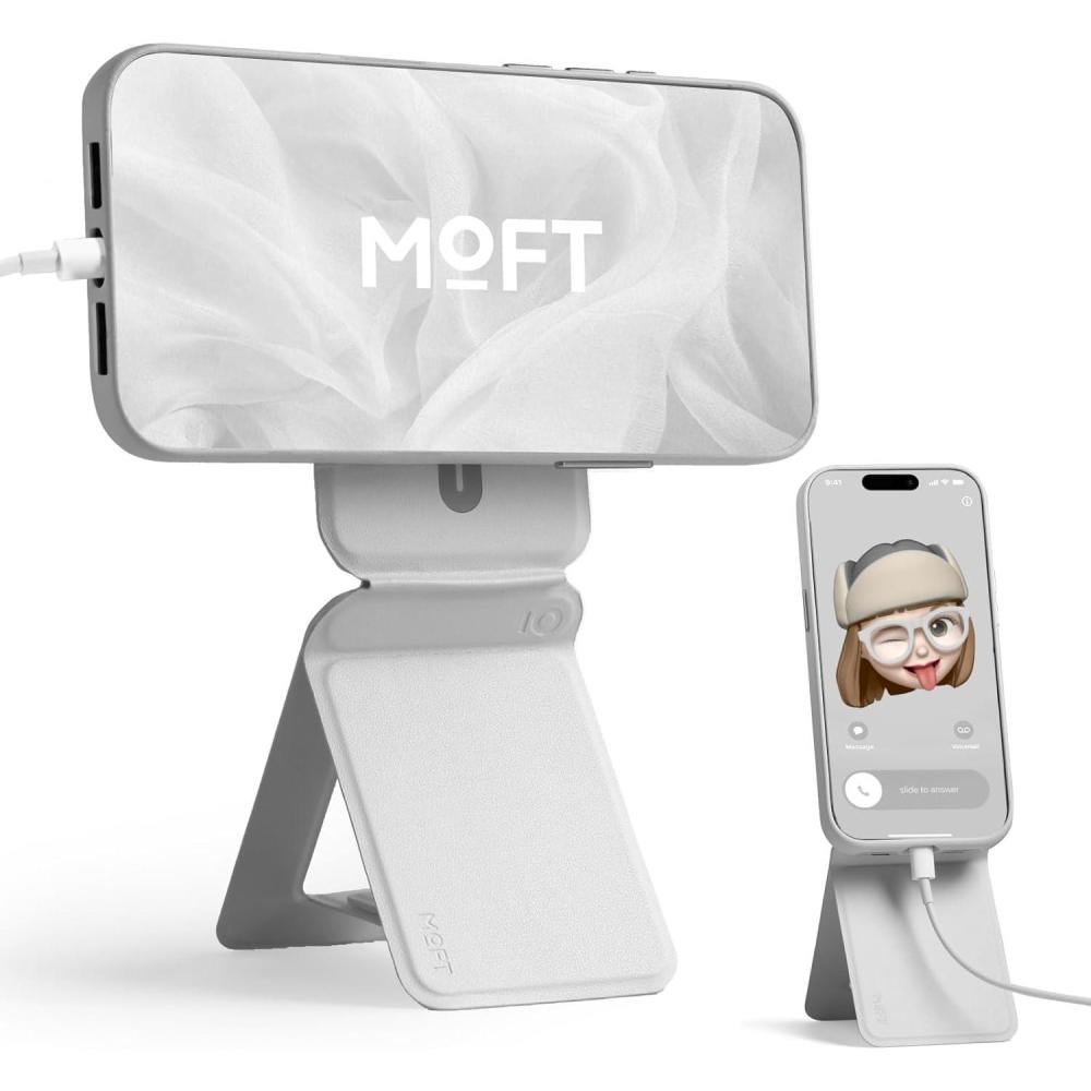 imageMOFT Phone Stand Magnetic Phone Tripod Stand StainResistant MOVAS Leather amp Angle Adjustment amp Strong Magnets Tripod for iPhone 171615141312 Included Metal RingSapphireMisty Cove