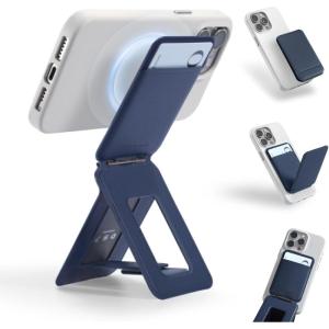 MOFT Phone Stand, Magnetic Phone Tripod Stand Stain-Resistant MOVAS Leather & Angle Adjustment & Strong Magnets Tripod for iPhone 17/16/15/14/13/12 (Included Metal Ring)-Sapphire(Navy Blue)