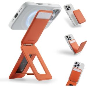 MOFT Phone Stand, Magnetic Phone Tripod Stand Stain-Resistant MOVAS Leather & Angle Adjustment & Strong Magnets Tripod for iPhone 17/16/15/14/13/12 (Included Metal Ring)-Sapphire(Sunrise)