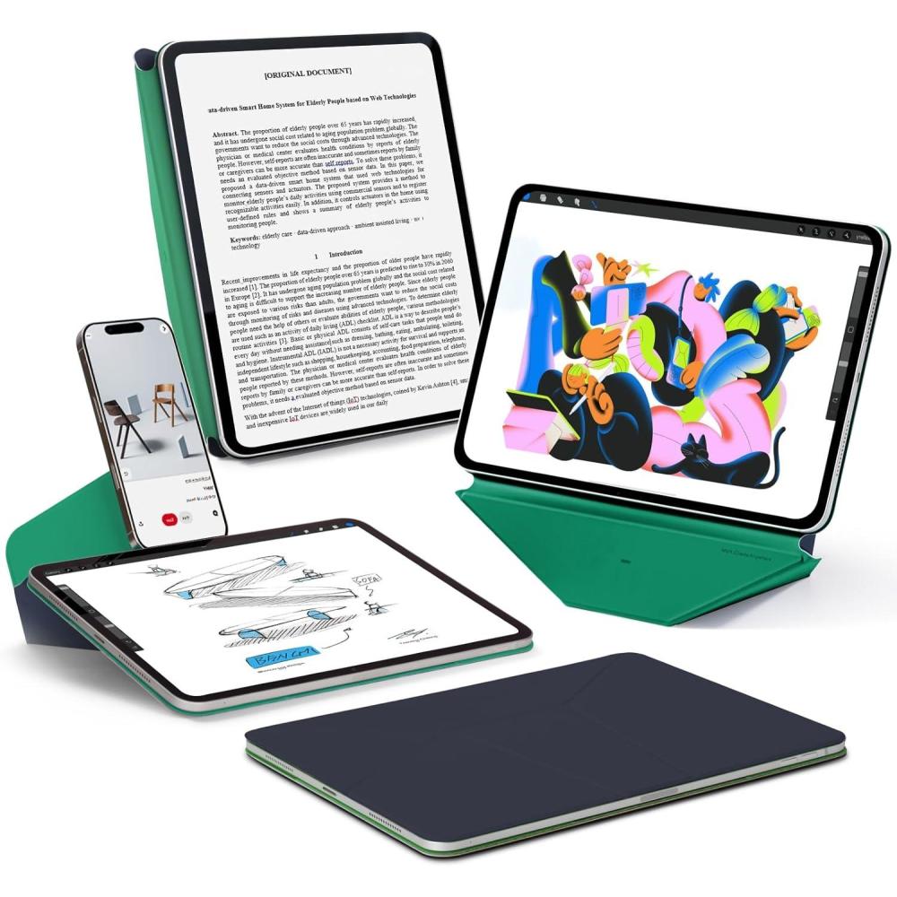 imageMOFT Dynamic Folio Case for iPad Pro 13inchM5 2025M4 2024 Slim Magnetic Stand Case with 20 Viewing Angles Auto WakeSleep Ultra Thin Navy Blue x Oz GreenNavy Blue x Oz Green